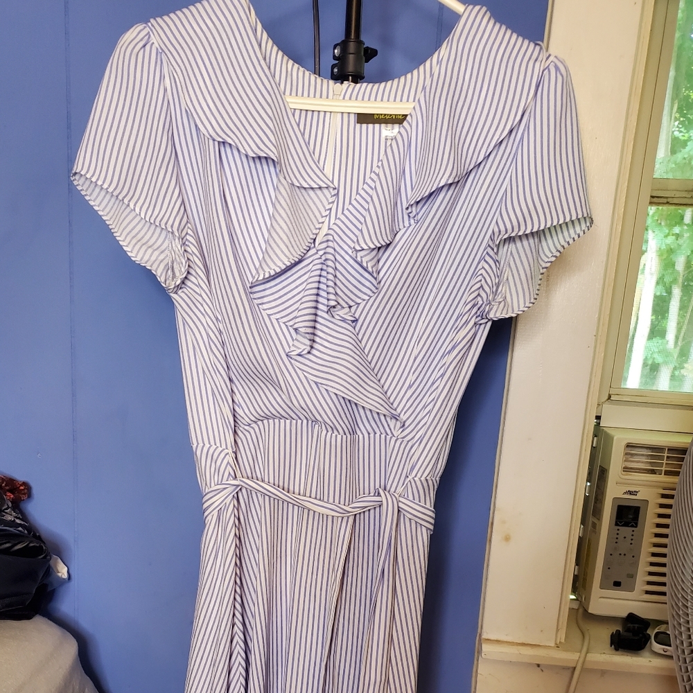 Pretty blue and white striped dress
